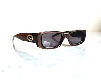 GUCCI Vintage Sunglasses Red Burgundy Silver GG Logo GG2409/S Oval