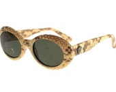 VERSACE vintage sunglasses rare oval trimming real leather python snake skin 403 P Gianni Migos Biggie 2Chainz Rihanna Lady Gaga new NOS 90s