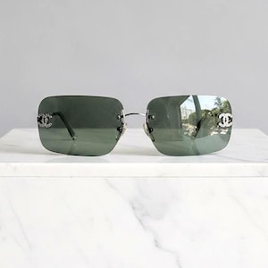Chanel Rimless Sunglasses Rhinestone - Etsy Canada