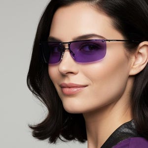 GUCCI vintage sunglasses oval wrap half rim green purple 2652 rectangular frame 90s y2k