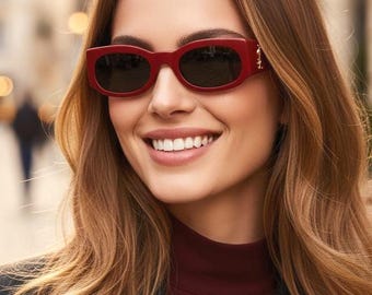 YVES SAINT LAURENT Vintage Sunglasses Ysl Red 6545 Frame Gold New