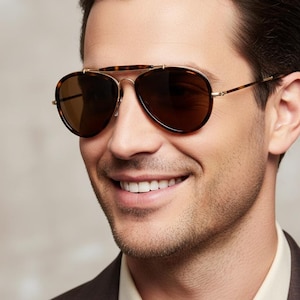 RALPH LAUREN Vintage Sunglasses Aviator Gold Brown RL7038-W Frame