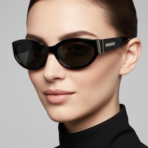 CALVIN KLEIN vintage sunglasses black oval wrap Ck 719S 090 frame NOS 90s y2k