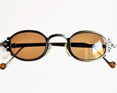 JEAN PAUL GAULTIER vintage Sunglasses Jpg rare oval small engraved aged effect 56-0001 tiny Migos Rihanna frame by Murai brown lens new Nos