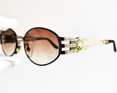 SUNSWEET vintage sunglasses rare oval fork signet gold rim black 3038 supreme made in Italy frame Tupac Biggie sun sunnny new NOS