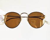 RAY BAN Diamond Hard Bausch Lomb Sunglasses vintage rare made in Usa BL round oval Rayban w1911 small frame new gold mirror lens Nos 70s 80s
