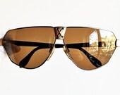 VALENTINO vintage Sunglasses rare gold black aviator pilot made in Italy square supreme Migos Lady Gaga Rihanna mask wrap 563 new NOS - VLTN