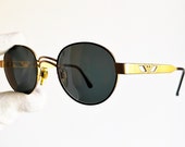 ARMANI vintage Sunglasses rare oval round gold eagle giorgio emporio steampunk goth brown 023s frame Migos Tupac Rihanna new NOS 90s