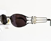 JEAN PAUL GAULTIER vintage Sunglasses Jpg rare oval gunmetal steampunk 58-5102 Offset Quavo Huncho Migos made in Japan tiny wrap 90s new Nos