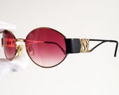 YVES SAINT LAURENT vintage Ysl Sunglasses rare oval black gold Tupac steampunk pink lens round 6039 Migos Rihanna Kylie Jenner 90s new Nos