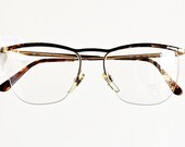 VALENTINO vintage eyewear rare eyeglasses gold tortoise square rimless Sunglasses oval v354 preppy frame half rim clear demo lens New NOS