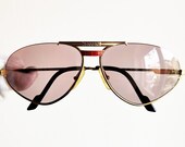 FERRARI vintage sunglasses rare gold red black oval triangle aviator pilot F1 61 Formula de CARTIER scuderia gray lens mask shield 80s frame