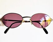 TIFFANY 23K Gold Plated vintage sunglasses rare filled silver TJ71 oval small tiny frame new pink purple lens Migos Rihanna Kylie Jenner 90s