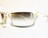 VERSACE vintage sunglasses rare clear wrap wraparound transparent rectangular Gianni Versus ET6 off white oval frame icy ice Migos Rihanna