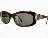 YVES SAINT LAURENT vintage Ysl sunglasses rare oval purple grape blue wrap wraparound mask supreme 90s red ruby small tiny 6582 diva frame