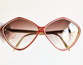 BALENCIAGA vintage sunglasses rare oval diamond rhombus red white Paris hand made in France 2406 RBL oversize odd frame supreme 90s new NOS