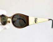 VERSACE vintage Sunglasses rare matte satin gold oval S99 supreme Gianni Tupac Biggie Migos small tiny Rihanna Bad Bunny frame New NOS 90s