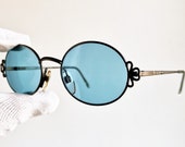 FENDI vintage sunglasses rare oval round frame FENDISSIME F074 matte silver engraved heart love Rihanna Lady Gaga light blue lens new NOS