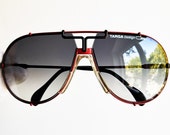 CAZAL Targa 901 330 64-12 vintage sunglasses rare aviator black red pilot Kanye West Yung Joc Brad Pitt frame gray blue lens new NOS 80s 90s