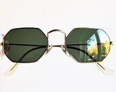 RAY BAN Bausch Lomb Sunglasses vintage rare made in Usa BL oval hexagon octagon squared gold Rayban classic collection w1535 frame g15 lens