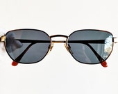 Valentino vintage Sunglasses rare oval gold hexagon clear lens OLIVER tortoise brown squared frame made in Italy Tupac Migos new NOS - VLTN