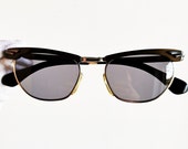 MARWITZ Gold filled plated sunglasses vintage rare oval square small tiny Optima cateye butterfly brown english browline frame new lens 70s