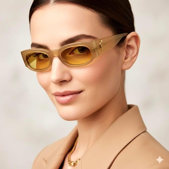 YVES SAINT LAURENT Vintage Sunglasses Ysl Yellow Gold 6545