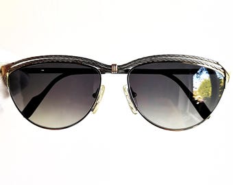 TIFFANY 23K Gold Plated Vintage Sunglasses Silver Gray Aviator