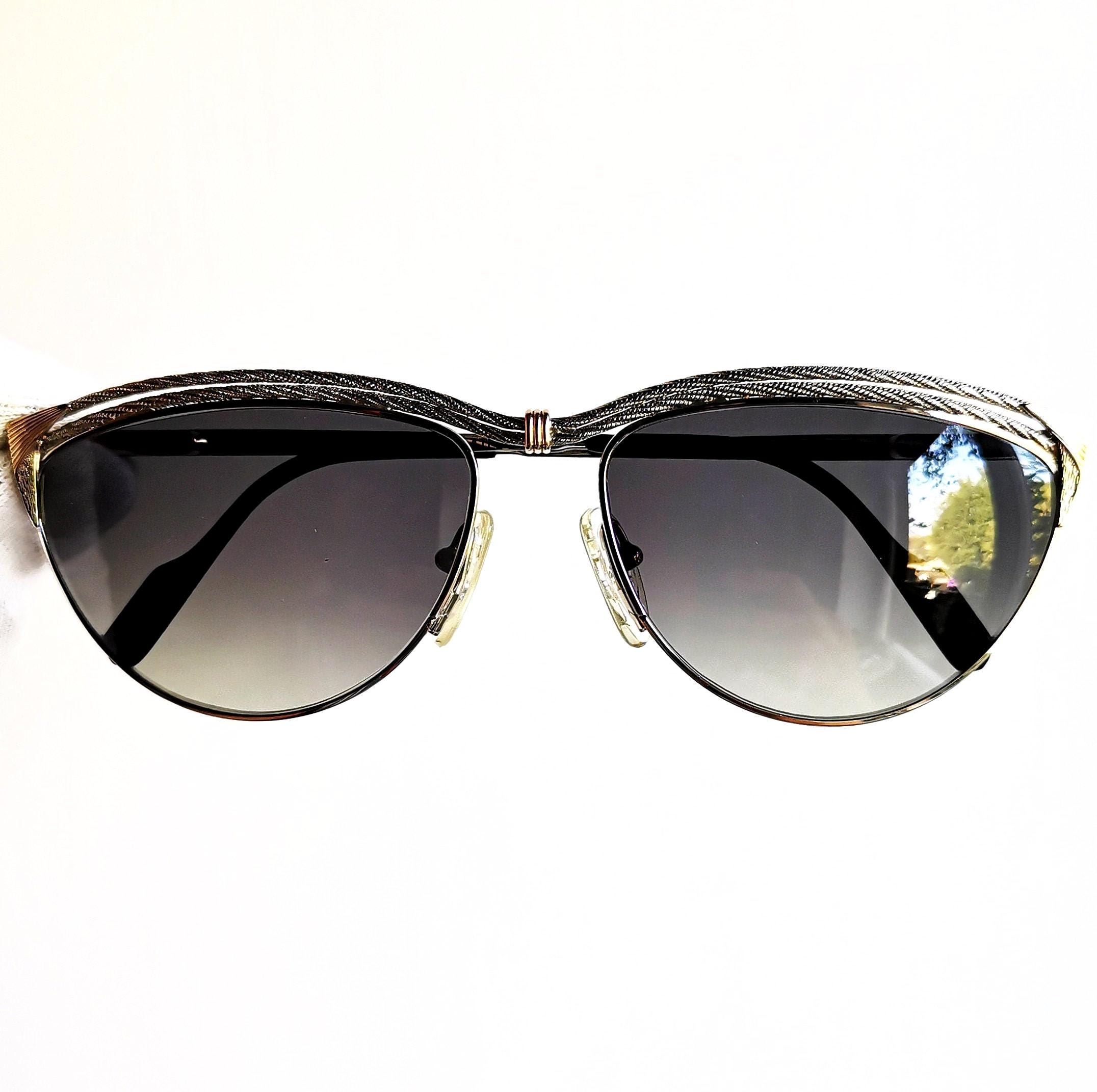 TIFFANY 23K Gold Plated Vintage Sunglasses Silver Gray Aviator