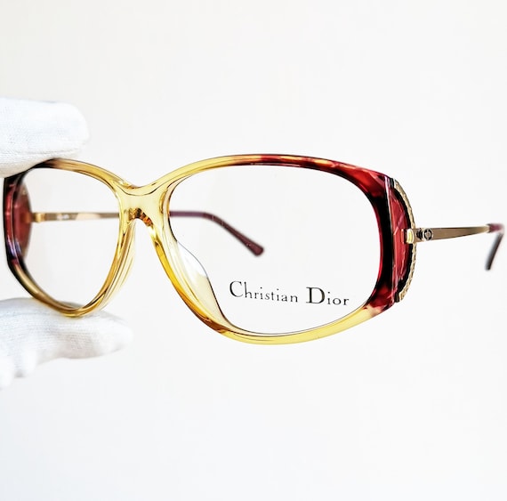 DIOR vintage eyewear rare eyeglasses gold red cle… - image 1