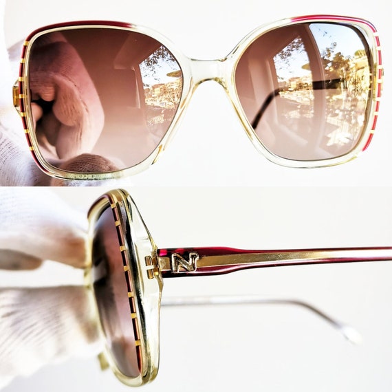 NINA RICCI vintage sunglasses rare square clear r… - image 1