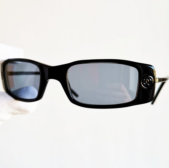 Buy CHANEL Vintage Sunglasses Rare Oval Rectangular Black Small Online in  India 