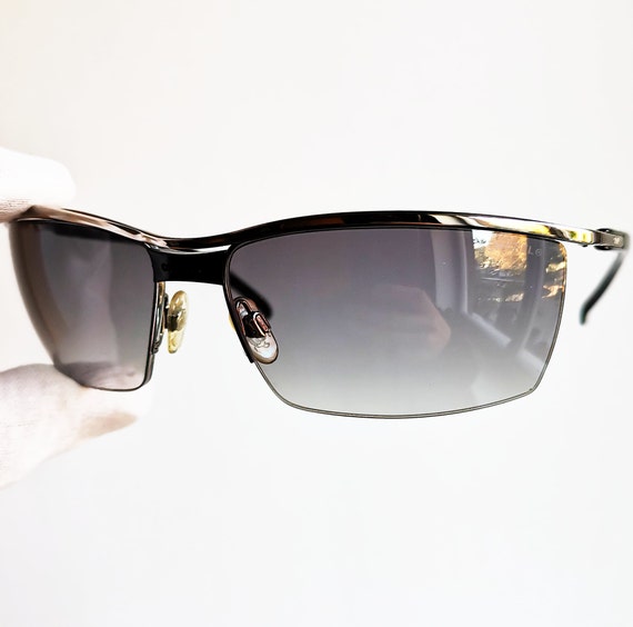 CHANEL sunglasses vintage rare oval wrap halfrim … - image 2