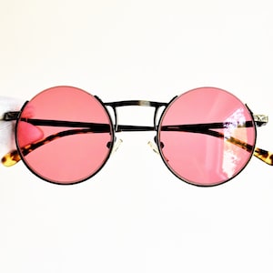 POLICE vintage Sunglasses round gold aged effect preppy panto rare Migos Kylie Jenner Lady Gaga goth frame steampunk 90s new pink lens NOS