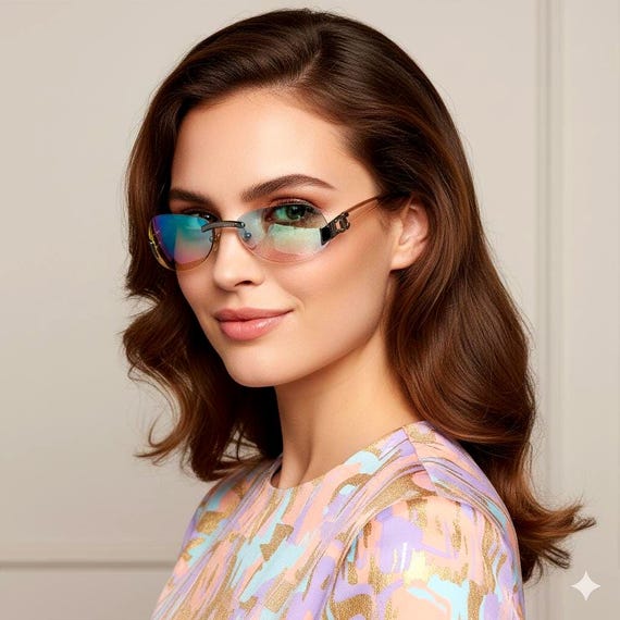CHANELのリムレス（縁なし）モデル　ブルーレンズ CHANEL Sunglasses Vintage Oval Frameless 4037 C.168/6m Blue