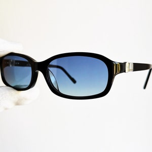DUNHILL vintage sunglasses rare black DU03001 small rectangular square oval frame New blue lens 90s y2k Migos designer Rihanna Kylie Jenner