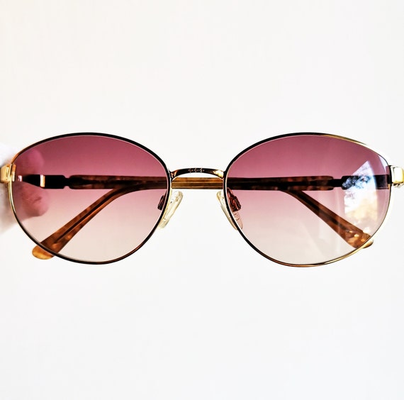 Saint Laurent Pink and Gold Sunglasses YVES SAINT LAURENT Vintage Sunglasses Oval Gold Brown Studs  main image 4