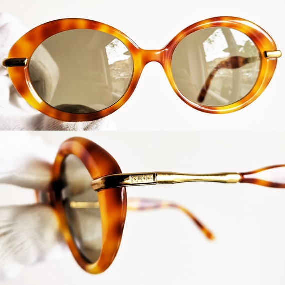 GUCCI vintage sunglasses rare oval round tortoise… - image 3