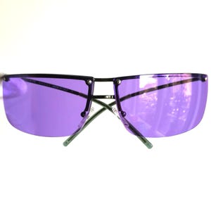 GUCCI vintage Sonnenbrille Oval Wickelmaske Halbrand randlos grün amethyst lila traube 2652 Migos Rihanna Lady Gaga rechteckiger Rahmen 90s y2k