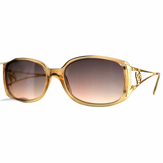 CHANEL vintage Sunglasses gold oval square rhines… - image 8