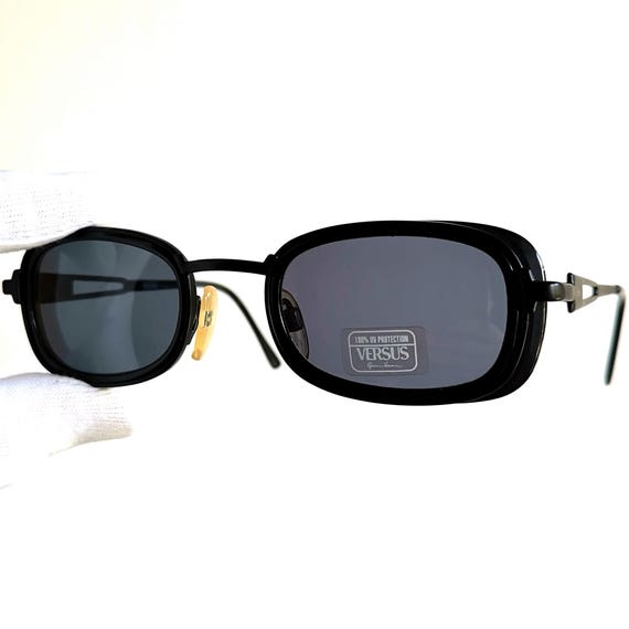 VERSACE vintage sunglasses oval rectangular black… - image 4
