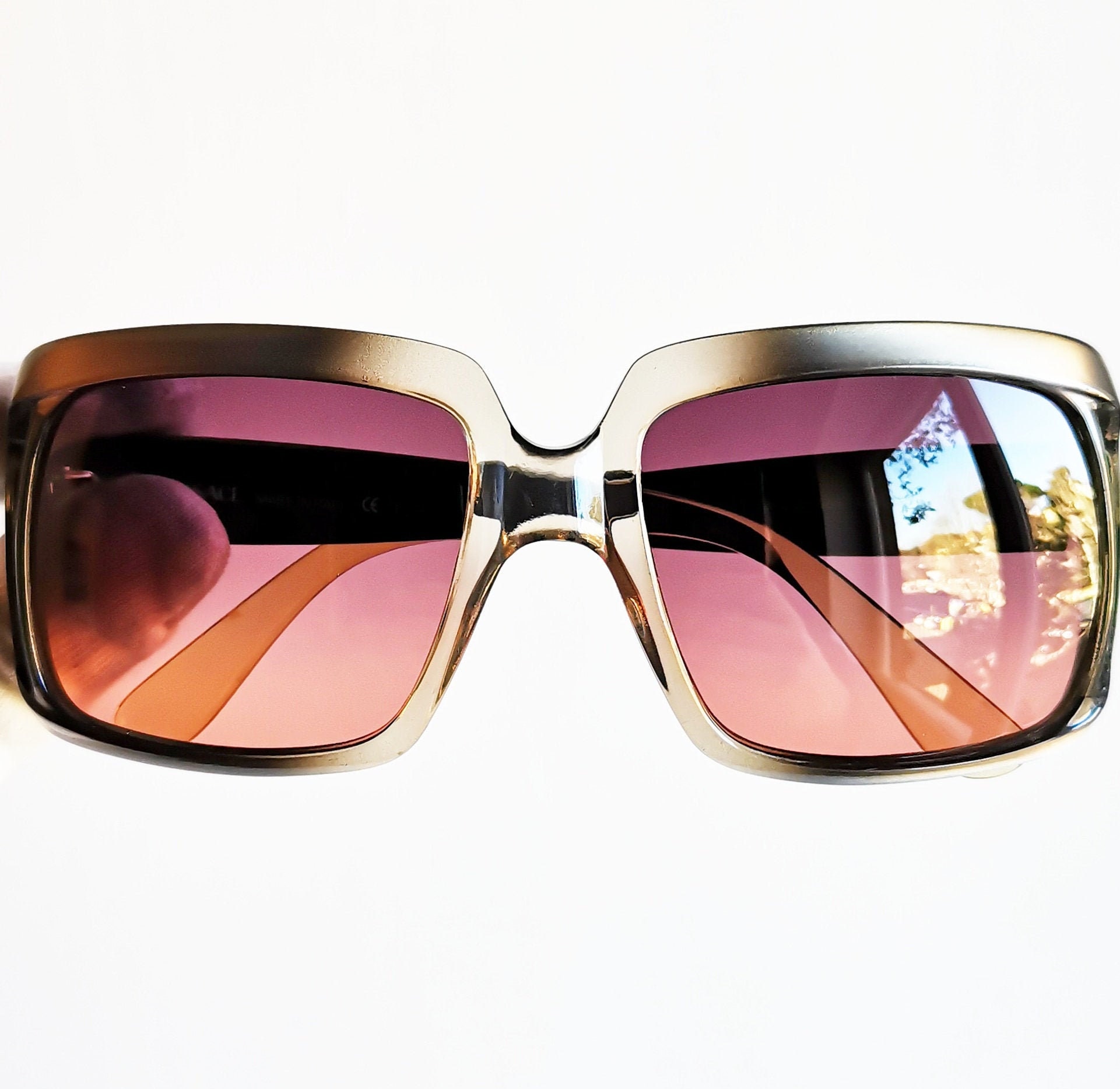 VERSACE Vintage Sunglasses Rare Gray Clear Square Oversized