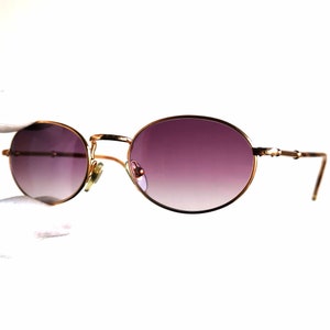 GUCCI ゴールドサングラス ヴィンテージ オーバル スモール トータスブラウン タイニー 50-20 フレーム 新品 パープルレンズ Migos リアーナ レディーガガ デザイナー カイリージェンナー 90年代
