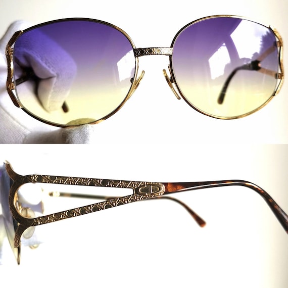 DIOR vintage sunglasses rare aviator gold brown F… - image 3