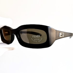 FENDI vintage Sunglasses rare oval square matte black small 7634 odd tiny drop frame retro wrap 90s new NOS Migos Rihanna designer Lady Gaga