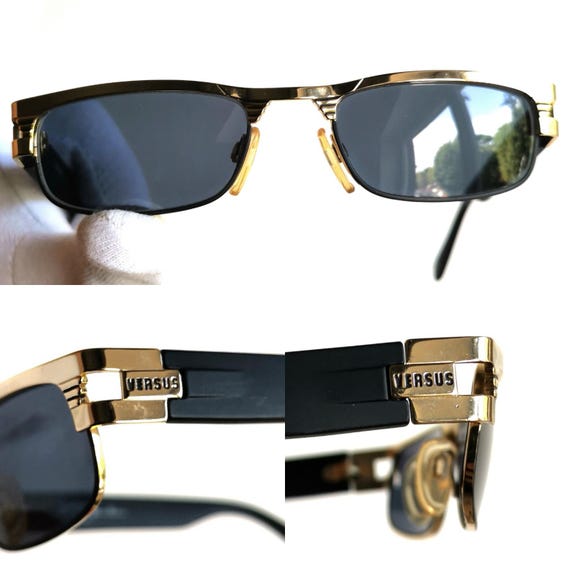 VERSACE vintage sunglasses oval rectangular black… - image 3