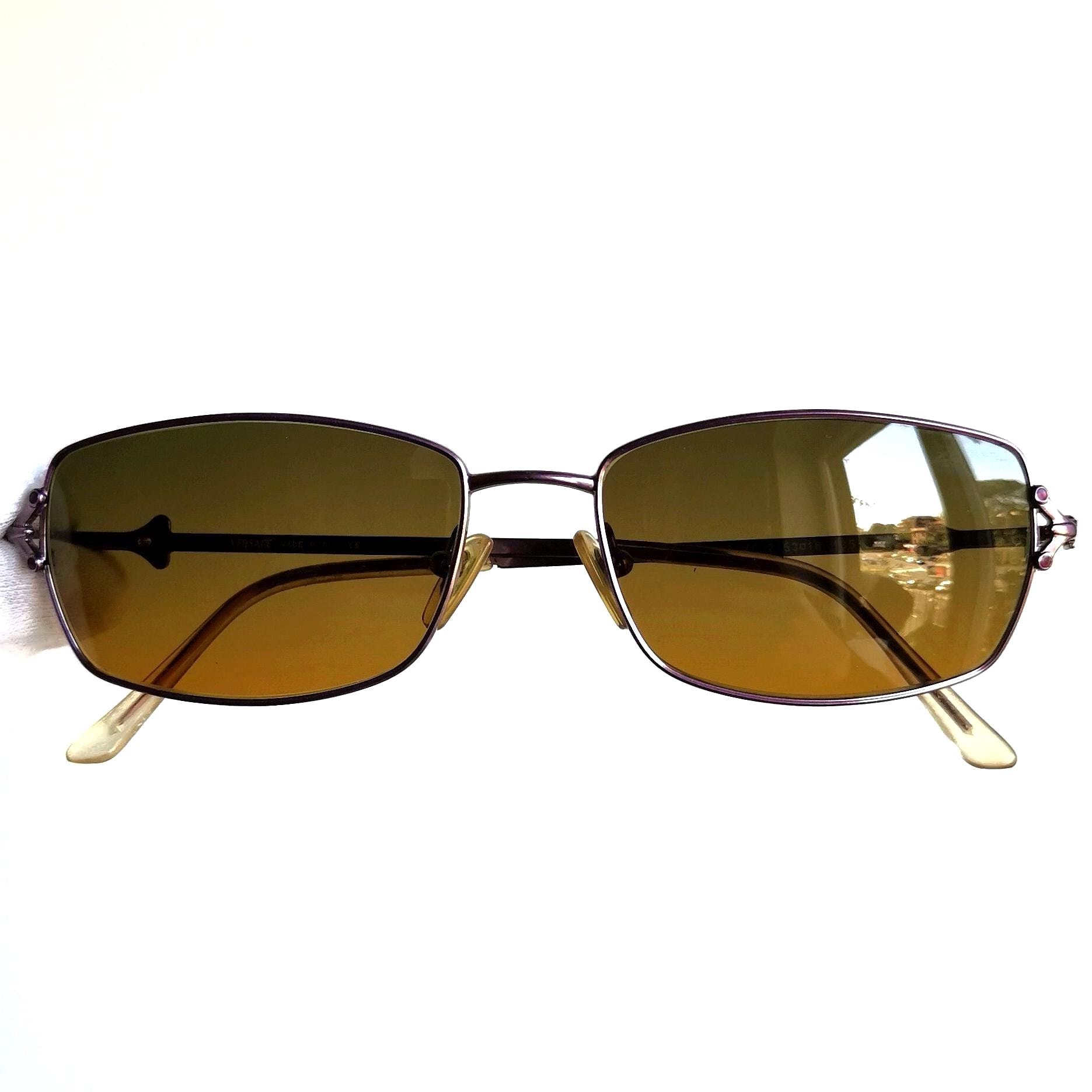 VERSACE Vintage Sunglasses Purple Lilac Oval Medusa Gianni 1026
