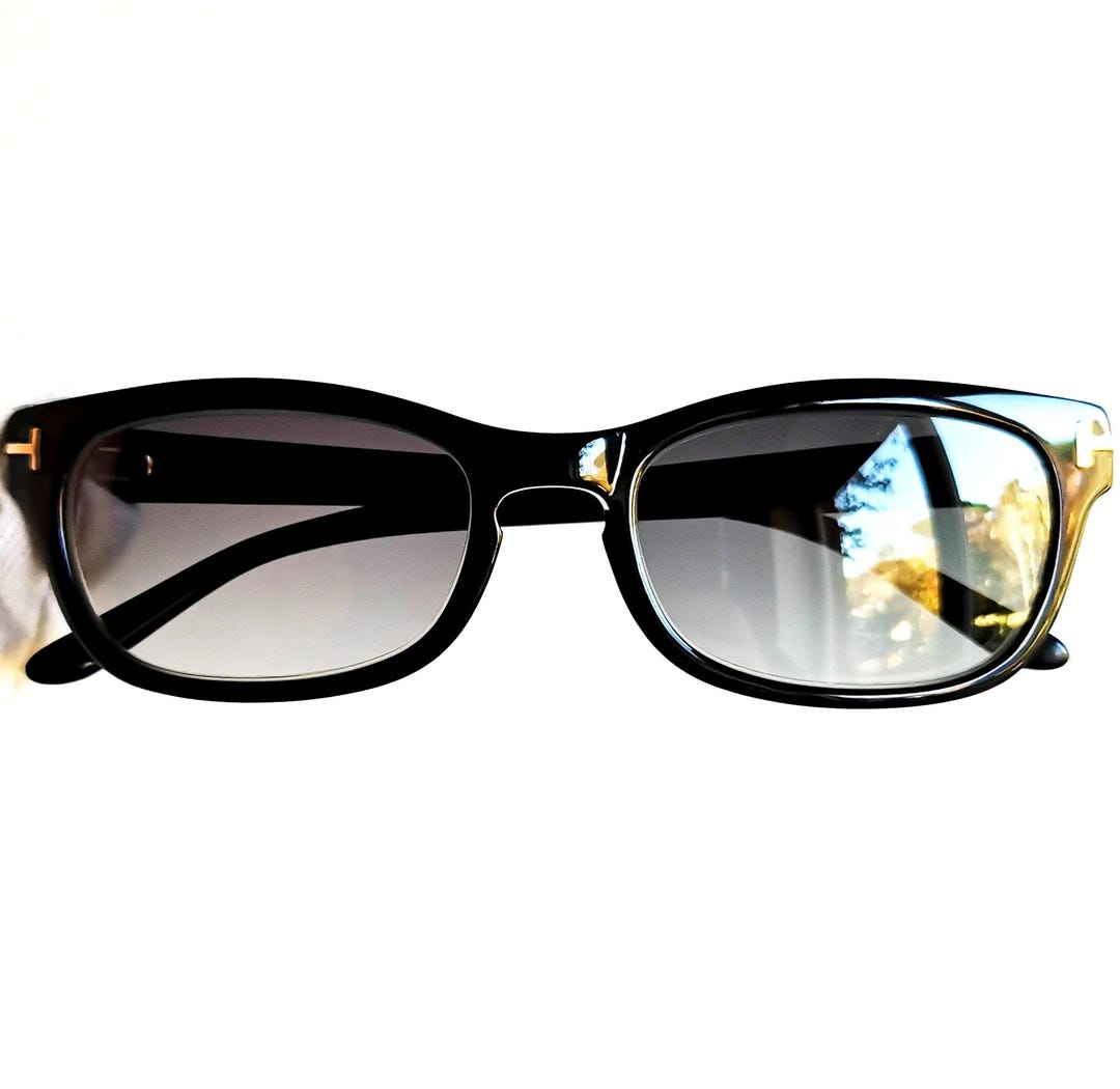 TOM FORD Vintage Sunglasses Oval Squared Black Silver Tf5184 Y2k