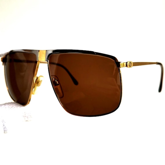 GUCCI Square Aviator Sunglasses Vintage 22k Gold Titanium  display picture 1