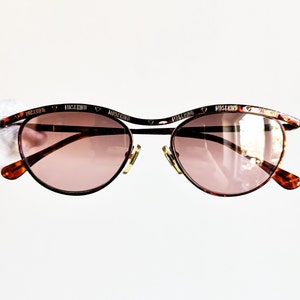 MOSCHINO by PERSOL small vintage Sunglasses rare oval red & gold Valentine frame MM144 peace Love heart new pink purple mirror lens NOS 90s